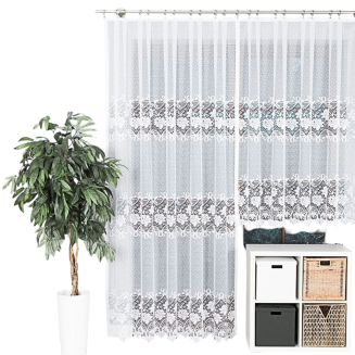 Firanka żakardowa gotowa na żabki DEMETRIA 200x250 biała