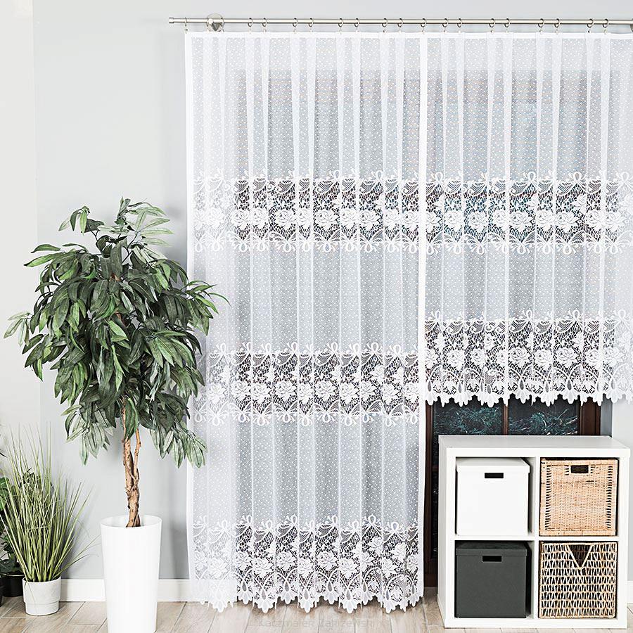 Firanka żakardowa gotowa na żabki DEMETRIA 200x250 biała