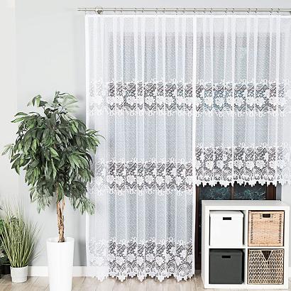 Firanka żakardowa gotowa na żabki DEMETRIA-1 200x250 biała