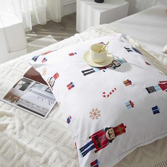 Biała Pościel Świąteczna Satyna Bawełniana z Nadrukiem 220x200 Xmass Nutcracker