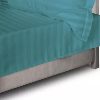 Prześcieradło satyna bambusowo-bawełniana STRIPE SEA TURQUOISE 160x240 Darymex jednokolorowe turkus