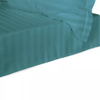Prześcieradło satyna bambusowo-bawełniana STRIPE SEA TURQUOISE 160x240 Darymex jednokolorowe turkus