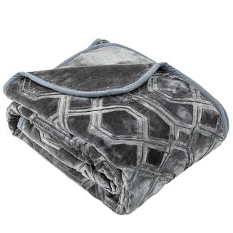 Koc akrylowy na fotel tłoczony VITO 80x160 geometryczny wzór grafitowy