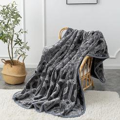 Koc akrylowy na fotel tłoczony VITO 80x160 geometryczny wzór grafitowy