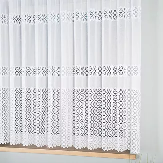 Firanka żakardowa gotowa na żabki ADRIANNA 300x160 biała
