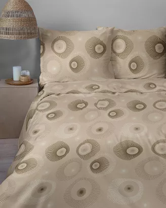 Pościel satynowa Home Satin 160x200 beżowa fantazyjna geometria