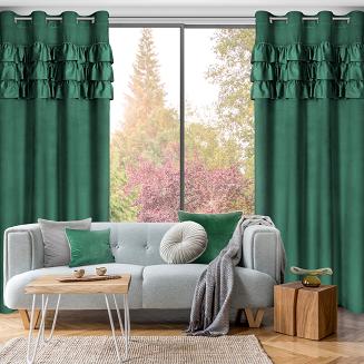 Zasłona gotowa na przelotkach SAMI 140x250 Eurofirany ciemnozielony