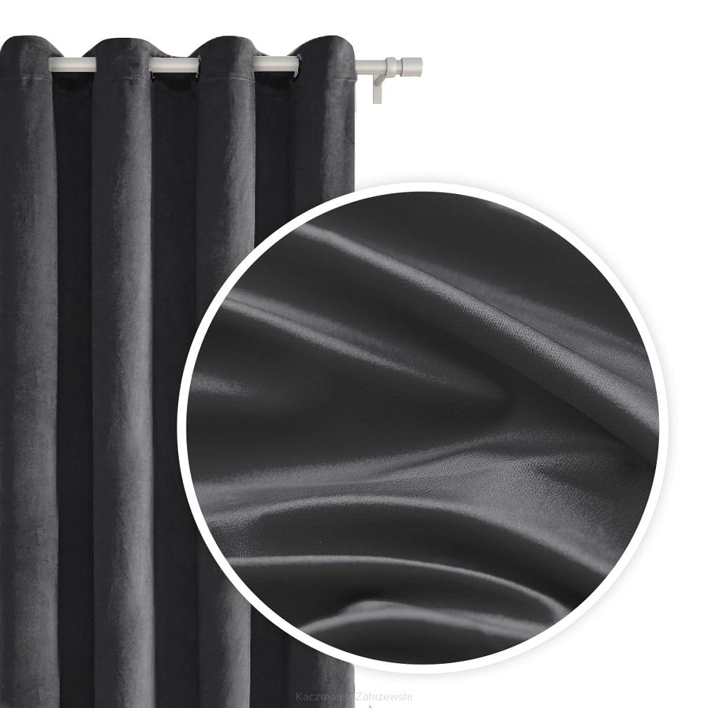 Grafitowa Elegancka Zasłona Welurowa Do Salonu 140x250 VELVET