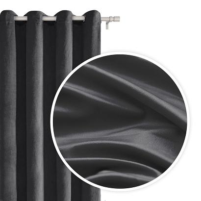 Zasłona gotowa na przelotkach VELVET 140x250 welurowa grafitowa