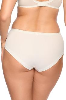 Figi damskie z koronką i tiulem Kasandra 1283 ecru mokka