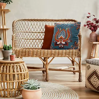 Poszewka dekoracyjna LEN 45x45 Eurofirany turkusowa z nadrukiem