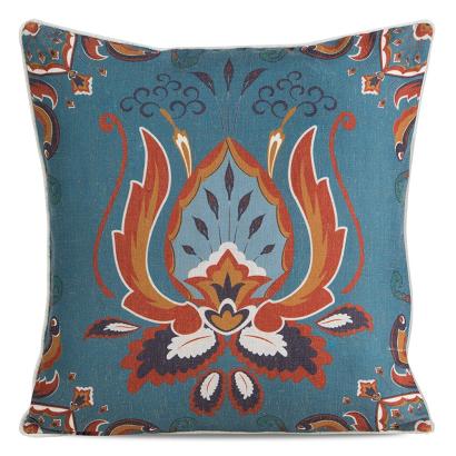 Poszewka dekoracyjna LEN 45x45 Eurofirany turkusowa z nadrukiem