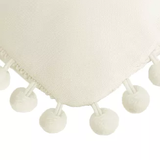 Poszewka dekoracyjna FLUFFY 45x45 kremowa z pomponami