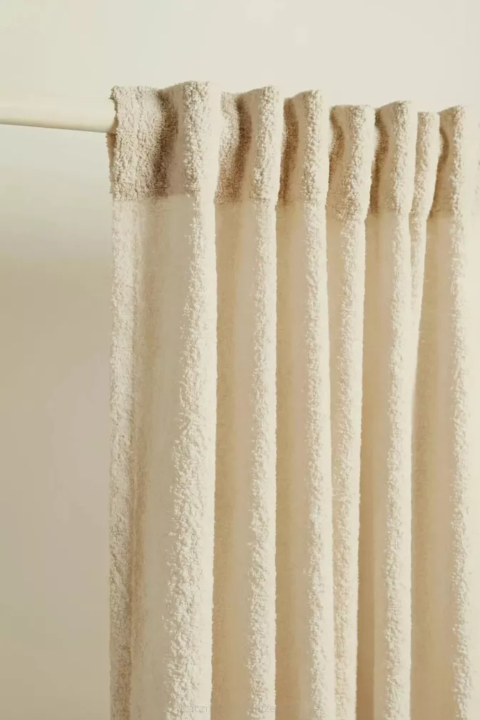 Beżowa Zasłona na Taśmie 140x300 Dreamy Boucle