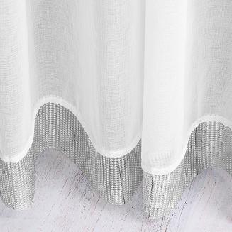 Firana gotowa na taśmie STONE 140x270 biała z ozdobną taśmą