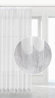 Firana gotowa na taśmie STONE 140x270 biała z ozdobną taśmą