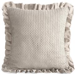 Poszewka dekoracyjna MUSLIN2 45x45 Eurofirany beżowa z siatką a'la koronka i falbaną
