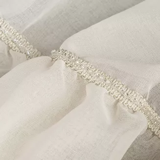 Firana gotowa na taśmie CARLI 140x270 Eurofirany beżowa falbany cyrkonie