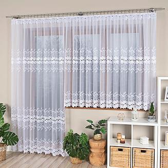 Firanka żakardowa gotowa na żabki BASTIA-1 400x160 biała