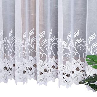 Firanka żakardowa gotowa na żabki BASTIA-1 400x160 biała