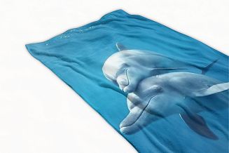 Ręcznik plażowy 100x180 niebieski delfiny