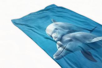 Ręcznik plażowy 100x180 niebieski delfiny