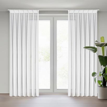 Firana gotowa z systemem flex RUBY 80x270 Eurofirany biała szyfonowa gładka