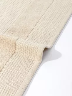 Ręcznik bawełniany wafel Checky 30x30 beżowy z ozdobną bordiurą