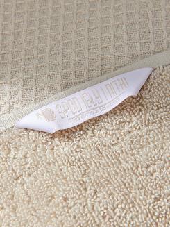 Ręcznik bawełniany wafel Checky 30x30 beżowy z ozdobną bordiurą