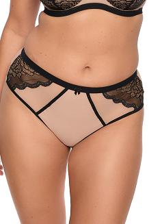 Brazyliany damskie z koronką i tiulem Carina 1287 czarne beżowe