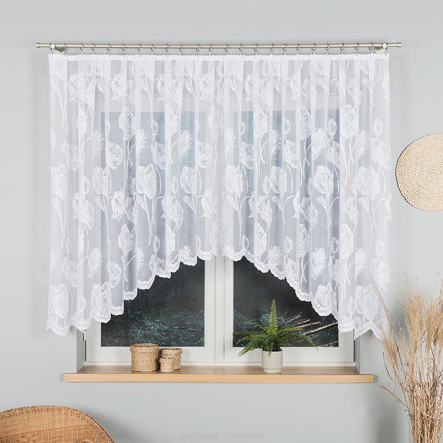 Firanka żakardowa gotowa na żabki SONIA 350x140 biała