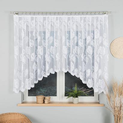 Firanka żakardowa gotowa na żabki SONIA 350x140 biała