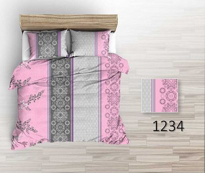 Pościel flanelowa 160x200 różowe szare pionowe pasy