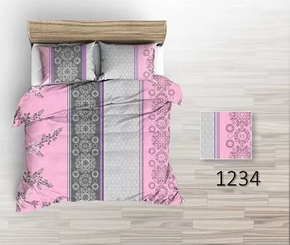 Pościel flanelowa 160x200 różowe szare pionowe pasy