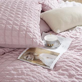 Pościel marszczona CREASY 160x200 jednobarwna pudrowa