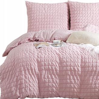 Pościel marszczona CREASY 160x200 jednobarwna pudrowa