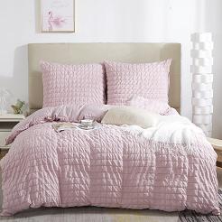 Pościel marszczona CREASY 160x200 jednobarwna pudrowa