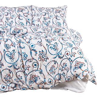 Pościel jersey 160x200 JERSEYLOVE biała kolorowy paisley kwiaty