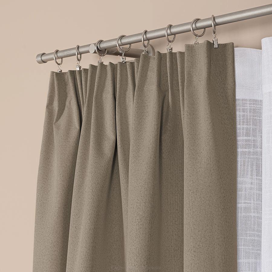 Zasłona gotowa na taśmie 140x230 SUPER BLACKOUT zaciemniająca szarobeżowa