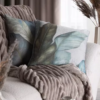 Poszewka dekoracyjna LEN 45x45 Eurofirany brązowa o strukturze lnu z lamówką