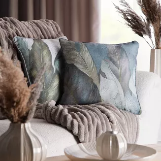 Poszewka dekoracyjna LEN 45x45 Eurofirany brązowa o strukturze lnu z lamówką