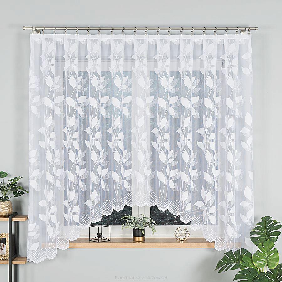 Firanka żakardowa gotowa na żabki MARTA 300x160 biała