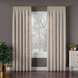 Zasłona gotowa na taśmie VELVI 140x240 szarobeżowa