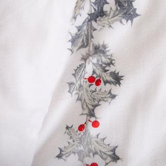 Pościel flanelowa 200x220 Darymex świąteczna biała szara ostrokrzew