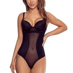 Modelujące body bezszwowe z siateczką i wycięciem pod biust Viliama czarne