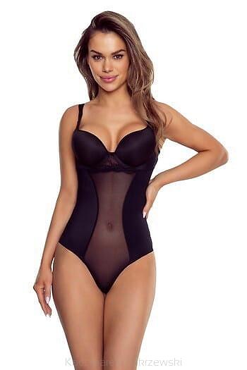 Modelujące body bezszwowe z siateczką i wycięciem pod biust Viliama czarne