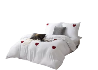 Pościel z mikrofibry Cuty Serce 160x200 Cuty  biała w haftowane Serca