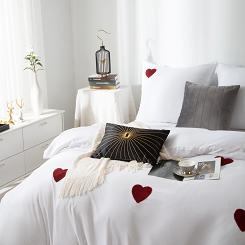 Biała Pościel w Serca 160x200 Cuty Serce