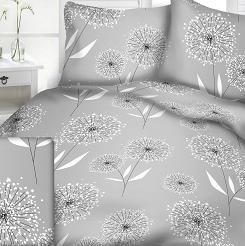 Pościel z kory 160x200 wzór dmuchawce na szarości