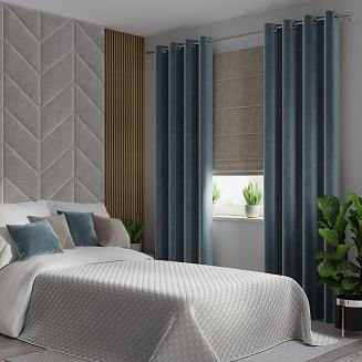 Zasłona gotowa na przelotkach VELVI 140x240 niebieska